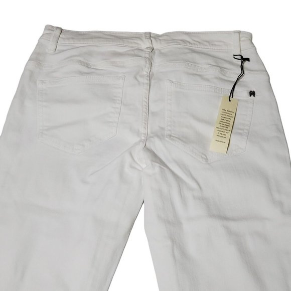 NWT Victoria's Secret Mid Rise Siren Skinny Jeans Size 0 White Distressed - Picture 5 of 8